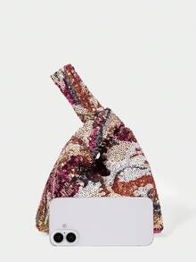 SHECARRY Ladies, Women Top Handle Bag, Evening Bag, Colorful Floral And Plant Sequins, Fashionable, Luxury, ,For Cocktail Party, Party, Prom, Club, Date, Birthday, Evening, Date Nigh, Banquet(Random Pattern) - Multicolor - View 4