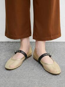 CUCCOO BIZCHIC Buckle Simple And Generous Fashion Versatile Casual Walking Workplace Commuter Women Flat Shoes - Gold. - View 6