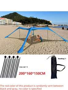 1PC Portable Automatic Pop Up Camping Tent Easy Setup Beach Shelter With Carry Bag Sand Pockets Stabilizer Poles 4PCS Extra Wind Ropes UPF50+ Sun Protection For Fishing Family Travel Outdoor Use - Multicolor - View 2