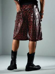 ROMWE MEN Street Life Men's Loose Fit Pocketed Animal Print Shorts - Multicolor - View 3