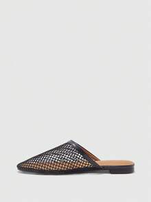 CUCCOO BIZCHIC Pantofole da donna con punta chiusa, fondo piatto, in rete intrecciata traforata, eleganti, adatte per il pendolarismo - nero - Visualizzare 7