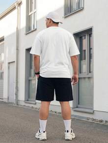 Manfinity EZcore Plus Size Men's Round Neck Short Sleeve T-Shirt And Casual Drawstring Waist Shorts Set - Multicolor - View 2
