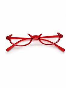 Joivida 1Pc Japanese Style Half-Rimless Oval Eyeglasses, No-Lens Decorative Glasses For Cosplay, Multiple Colors Available (Red, Green, Tea), Anime & Y2K - Multicolor - View 12
