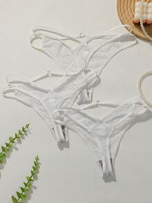 Divavoom 3pcs Seamless Lace Patchwork Panties Set - White - View 2