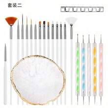 瑪瑙風樹脂指甲油調色盤附金邊,圓形凝膠指甲油調色盤,美甲刷具組,DIY美甲展示板與繪畫調色盤,多功能美學調色盤,適合沙龍與居家使用 - 彩色 - 查看 13