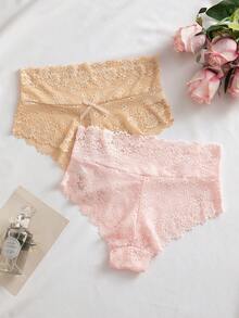 SHEIN 浪漫性感蕾絲女款三角內褲 5件組 - 彩色 - 查看 5