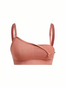 SHEIN Bra Menyusui Tanpa Bantalan, Nyaman, Kasual, dan Warna Polos untuk Ibu Hamil - Coklat - View 3