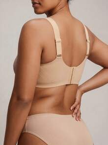 Barelissa Plus Size Women's Seamless Soft Cup Bra With Removable Pads, Wire-Free Lightly Padded Lift Supportive Bra - Champagne - View 2