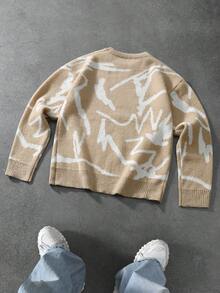 Manfinity Hypemode Men's Casual Colorblock Pattern Sweater, Autumn/Winter - Apricot - View 2