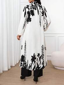 SHEIN Lady Women's Black And White Black Shirt And Pants 2 Pieces Set Brunch Autumn Modest Elegant - Multicolor - View 2