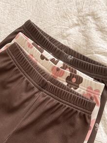 SHEIN Vintaside Kids Babygirl 嬰兒女童多件套裝 春秋款圓領長袖簡約休閒數位印花上衣搭配百搭休閒長褲套裝，適合日常穿著、公園散步、外出、露營、野餐、居家休閒 - 彩色 - 查看 9
