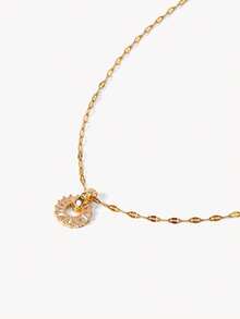 Opalesca 1Set Stainless Steel Chain Necklace & Earrings, Luxury Rhinestone Linked Design Personalized Banquet Jewelry Set, No Gift Box - Gold - View 6