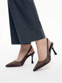 Mnmlis Women's Fashion Pointed Toe Slingback High Heel Pumps, Versatile Commute & Date First Choice - Coffee Brown - View 6