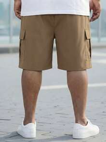 DRIVNCORE Men's Plus Size Casual Cargo Shorts With Pocket Design - Khaki - View 2