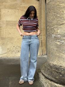 kyraskinnerx Spring Women Streetwear Going Out Back To School College Students Preppy Vintage Homecoming Y2K Casual Old Money Stretchy Striped Crop Polo Summer - Multicolor - View 3