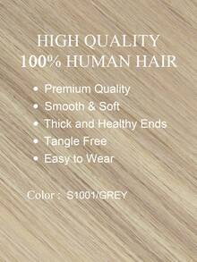 14-18" 30GMicro Loop Hair Extensions,S1001/GREY Color,Invisible Micro Ring Beads With Fishing Line,Smooth And Soft Silky Straight,Easy To Install,No Glue Needed,Volume & Length,Easy To Style,Ideal For People With Thinning Hair,For Salon & Daily Wear - S1001/GREY - View 2