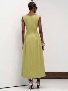 Aveloria Modichic Women's Solid Color Casual Elegant Minimalist Party Office Dress Olive Green Summer - Green - View 2