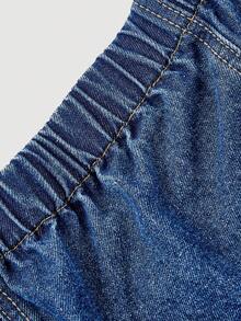 Selenza Women's Plus Size Halter Neck Backless Fitted Denim Top - Blue - View 8