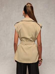 Normani Autumn Teachers' Day Party Prom Graduation Prom Casual Elegant Country Y2k Women Gilets Office Khaki Spring Business Casual - Khaki - View 3