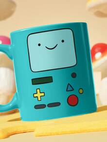 ADVENTURE TIME X SHEIN 1個 10.14oz/300ml 卡通圖案印花陶瓷馬克杯，適用於盛裝水、牛奶、果汁、咖啡、茶，BMO、JAKE、FINN、LUMPY SPACE、冒險時間 - 綠色 - 查看 4