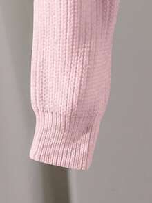 SHEIN Tween Girl Casual Versatile Solid Color Cropped Cardigan - Baby Pink - View 6