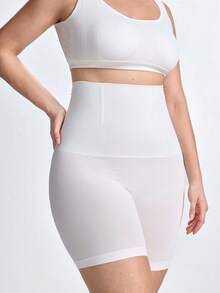 Slumbrini Plus Size High Waist Shaping Shorts, Seamless Tummy Control - White - View 7