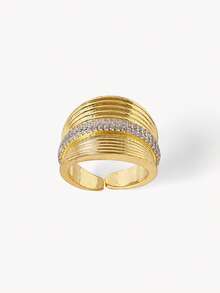 Opalesca Anillo de diseño micro-set - Dorado - Ver 9