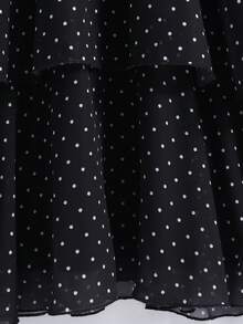 SHEIN Tween Girls' Pearl Chiffon Printed Polka Dot 3-Layer Cake Dress, Suitable For Summer Holidays - Black - View 5