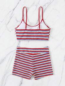 Swim Vcay 2件組新款春夏多色條紋粗肩帶無鋼圈性感度假休閒女款泳衣沙灘裝 - 彩色 - 查看 2