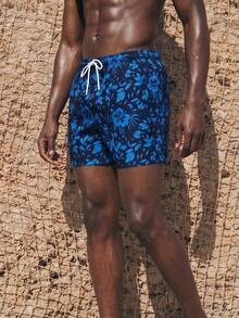 Manfinity KASUA Bañadores de hombre con cordón y estampado para vacaciones en la playa - Azul - Ver 4