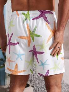 Manfinity Swimmode Men's Starfish Print Beach Shorts Holiday / Vacation / Beach / Hawaii / Tropical / Swim /  Bathing - Multicolor - View 2