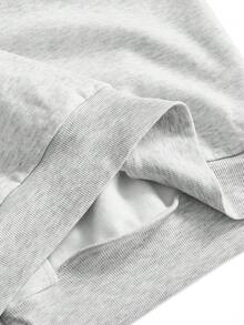 ROMWE Women's Y2K Millennium Sweet Hair Clip Pattern Print Hooded Double Zipper Sweatshirt - Light Grey - View 7