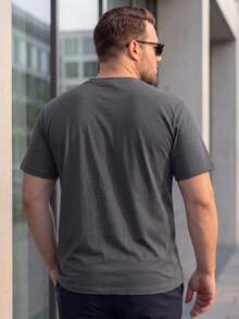 Manfinity Roghcode Men Plus Size Summer Casual Slogan Graphic Short Sleeve Fashion T-Shirt, For Going Out - Dark Grey - View 8
