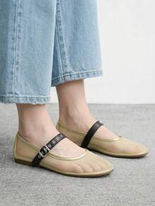 CUCCOO BIZCHIC Buckle Simple And Generous Fashion Versatile Casual Walking Workplace Commuter Women Flat Shoes - Gold. - View 3