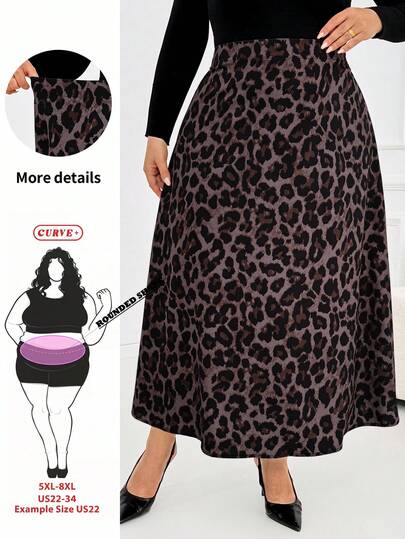 SHEIN CURVE+ Plus Size Fashionable Leopard Print Mini Skirt, Summer Leopard Print Skirts Animal Print Skirt Cheetah Print Skirts