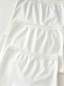 6pcs/Set Young Girl' Basic Sweet Minimalist Multi-Color Lace Trim Camisole & Boyshort Underwear Set Girl Cotton Shorts Sets 6t Summer - White - View 4