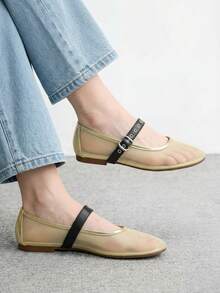 CUCCOO BIZCHIC Buckle Simple And Generous Fashion Versatile Casual Walking Workplace Commuter Women Flat Shoes - Gold. - View 5