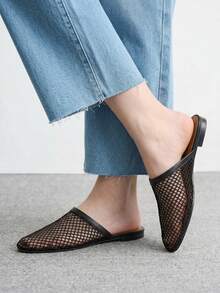 CUCCOO BIZCHIC Pantofole da donna con punta chiusa, fondo piatto, in rete intrecciata traforata, eleganti, adatte per il pendolarismo - nero - Visualizzare 3