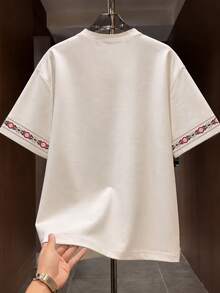 Manfinity Dauomo Men's Heart Print Casual Versatile Daily Wear Short Sleeve T-Shirt - White - View 2