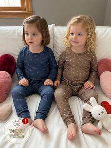 Girls' Small Polka Dot & Ditsy Floral Long Sleeve Long Pants Tight Pajama Set, Multi-Piece Loungewear - Multicolor - View 5