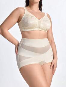 Slumbrini 1件装加大码女士塑身衣，收腰，收腹，提臀，米色 - 杏色 - 查看 7