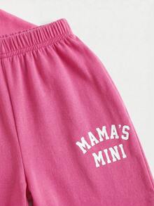 Baby Girls Casual Simple Pink Pattern T-Shirt Set Suitable For Summer - Multicolor - View 2