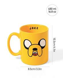 ADVENTURE TIME X SHEIN 1pc 10.14oz/300ml Cartoon Pattern Printed Ceramic Mug,  Suitable For Holding Water, Milk, Juice, Coffee, Tea, BMO,JAKE,FINN,LUMPY SPACE,ADVENTURE TIME - Yellow - View 5