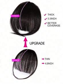 Bigger Size Human Hair Air Bangs With Sideburns Natural Black Color Bangs Clip In Hair Extension Beginner Friendly Real Easy To Go - Natural Black - View 2