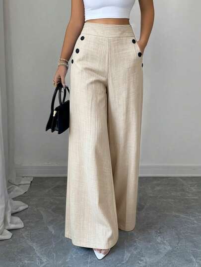 Elenzga Women's Fashionable Commuter Wide Leg Pants