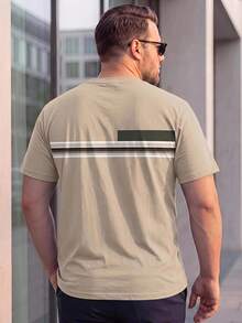 Manfinity LEGND Plus Size Men Stripe Print Round Neck Short Sleeve T-Shirt For Summer - Multicolor - View 2