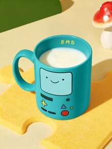 ADVENTURE TIME X SHEIN 1個 10.14oz/300ml 卡通圖案印花陶瓷馬克杯，適用於盛裝水、牛奶、果汁、咖啡、茶，BMO、JAKE、FINN、LUMPY SPACE、冒險時間 - 綠色 - 查看 2