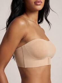 Barelissa Women's Front Closure Padded Push-Up Bra - Camel - View 5