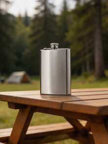 1pc 8oz Stainless Steel Hip Flask With Funnel Pocket Hip Flask Alcohol Hip Flask Screw Cap - Silver - View 5