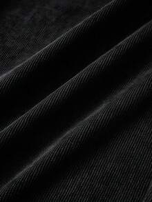 SHEIN Tall CURVE 大尺碼女款休閒百搭日常旅行長褲，附口袋與鈕扣，秋季款 - 黑色 - 查看 4